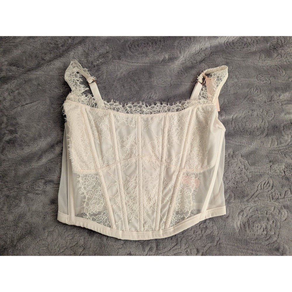 Victorias Secret Dream‎ Angels Lace Corset Bustier Top Ivory White Small-DD NEW - Picture 2 of 7